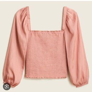 Like New J Crew Squareneck Smocked Satin Top